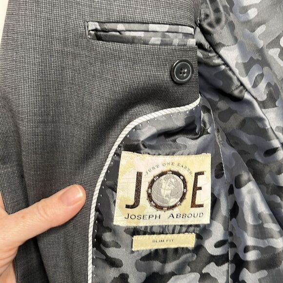 JOE Joseph Abboud 36R/30 Blazer Jacket Wool Coat Slim Fit Grey/Black Plaid Camo - Picture 9 of 15